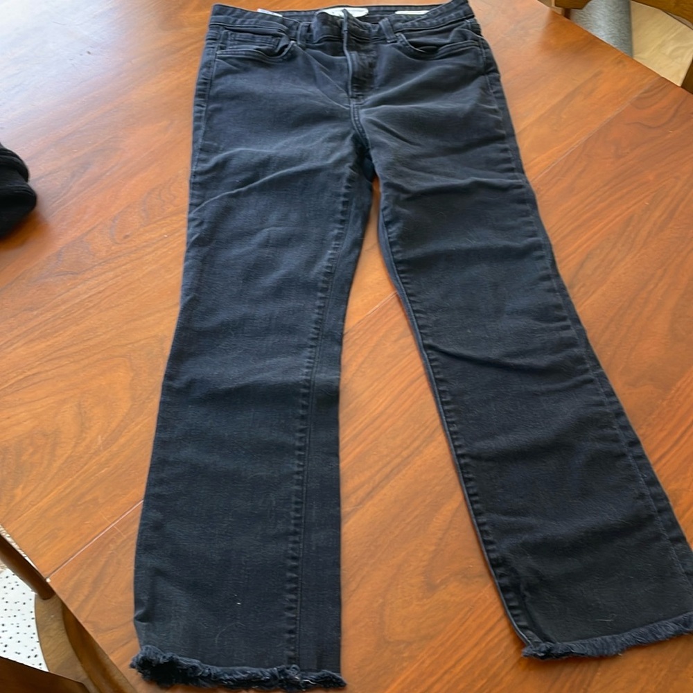 Velvet frayed bottom flare jeans